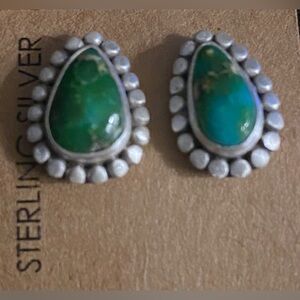 Sonoran Turquoise Stud Earrings Set In 925 Sterling Silver